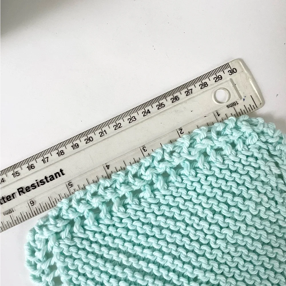 Skincare Washcloth Headband Spa Set Hand Crafted Teal Mint Green Knit Cotton